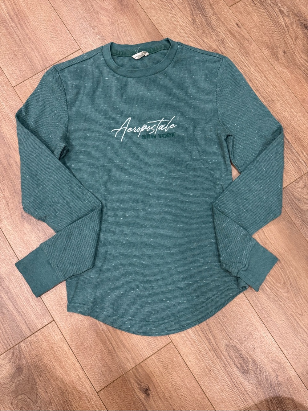 Aeropostale Teal Green Womens Long-Sleeve Logo Tee